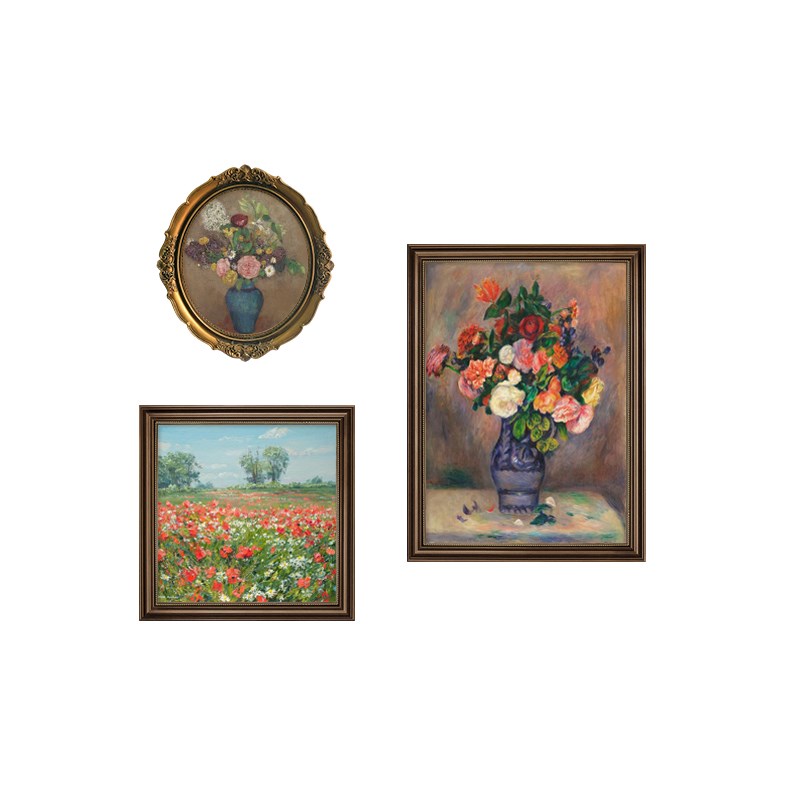 美式花卉复古组合挂画餐厅装饰画油画客厅沙发背景墙肌理玄关壁画