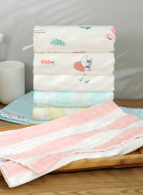 柔软吸水纱布大毛巾35*75cm六层高密纯棉童巾婴幼儿宝宝浴巾 毛巾