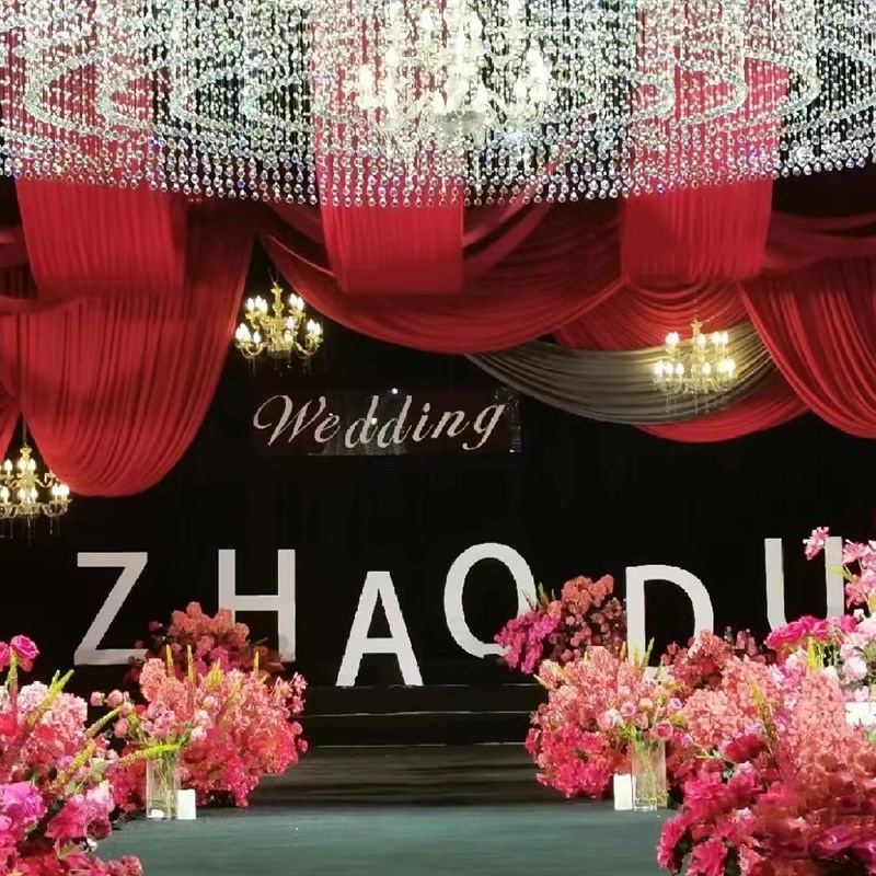 新婚庆道具发光水晶吊灯婚礼堂顶部装饰欧式亚克力多头蜡烛灯路引