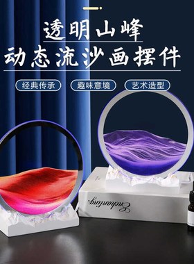 3d流沙画摆件卧室书房床头柜氛围灯香薰装饰七彩小夜灯生日礼物女