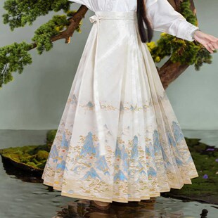 汉馥千里江山马面裙2025年春新款日常中国风长裙新中式汉服半身裙