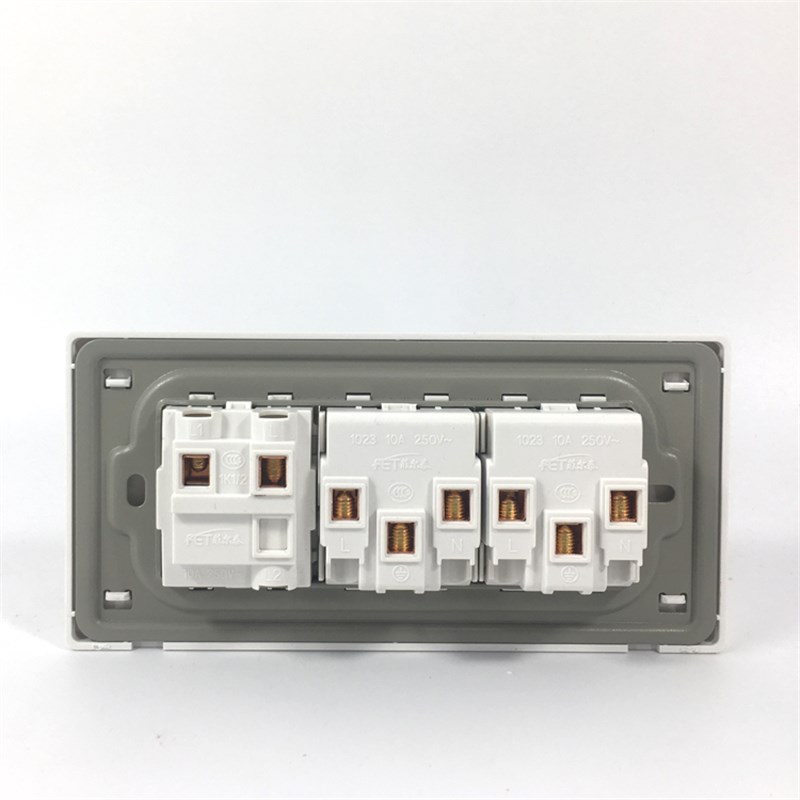 118型1开单控十孔插座家用墙壁暗装插板三位10A双开关5孔155*75*1