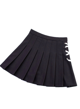 绑带百褶裙女夏蝴蝶结白色短裙松紧腰高腰红软妹半身裙学生a字裙