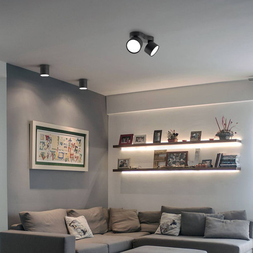 极简led明装筒灯可调角度泛光灯免开孔四头双头斗胆灯家用无主灯