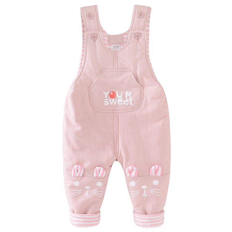 女宝宝背带棉裤冬季0一2岁儿童可开档男童棉裤婴幼儿夹棉保暖裤子