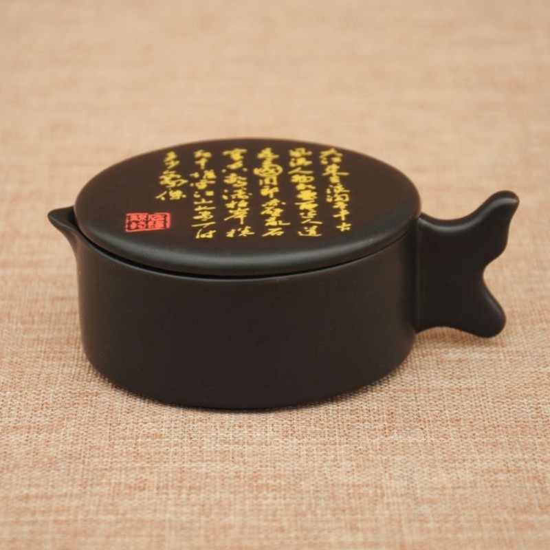 【送墨汁】多功能砚台带盖陶瓷墨碟墨池毛笔笔架笔搁水碟文房四宝