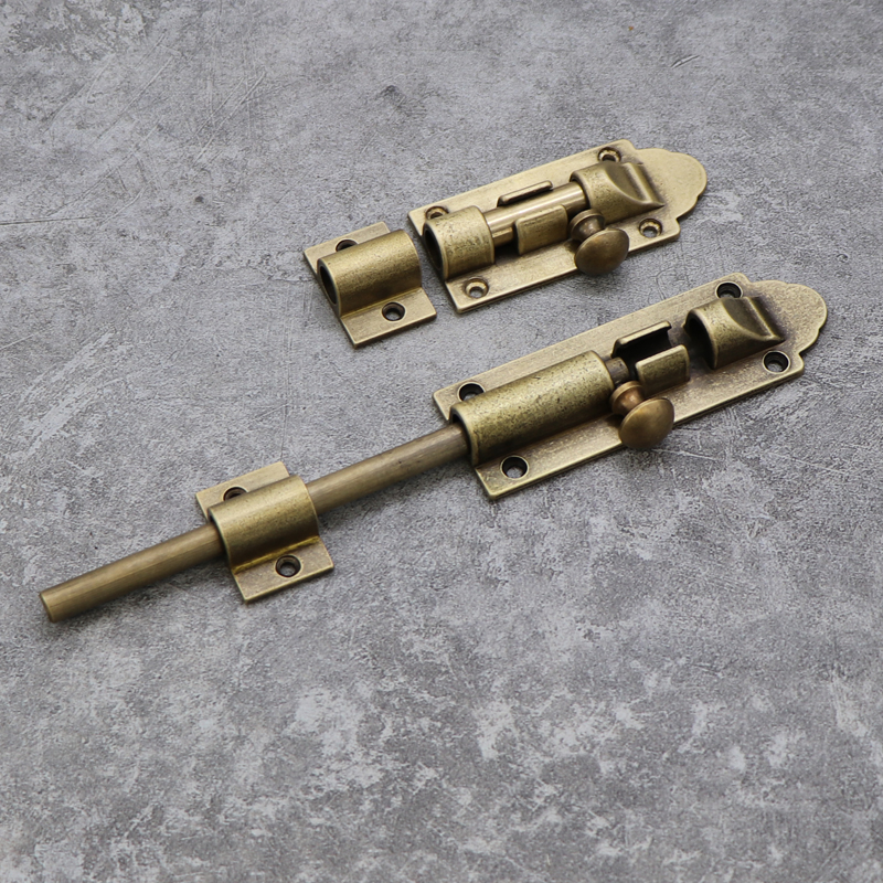 中式仿古窗户插销门栓老式明装木门锁扣地插复古黄铜门闩纯铜插销