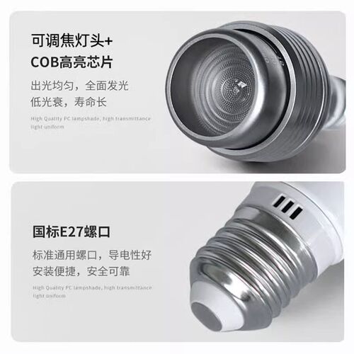 餐饮E27螺口led调焦射灯5W7W10W12W可变焦灯泡餐吊灯光源餐桌三色