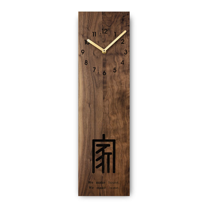 可定制家用胡桃木实木挂钟简约静音扫秒客厅时钟北欧装饰石英钟表