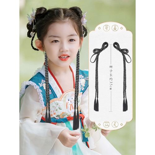 儿童古风假发女童汉服头饰一体式懒人发饰古装发髻日常造型发包