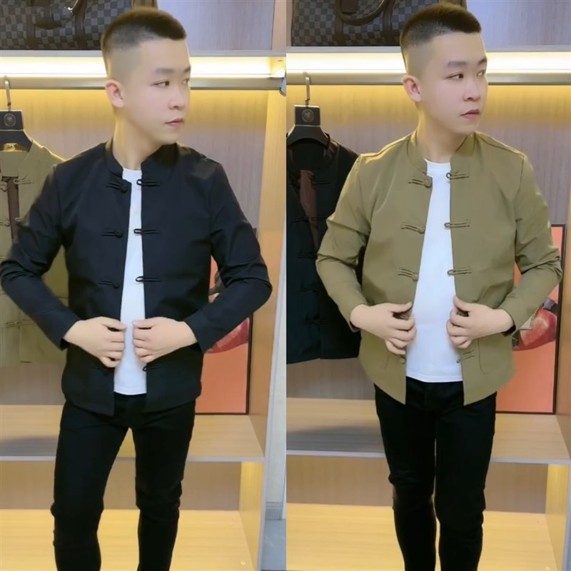 春季新中式唐装外套男士修身盘扣夹克休闲中山装上衣国风复古上衣