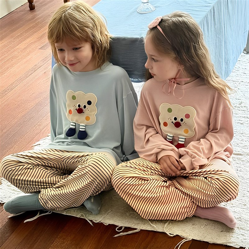 2024秋新小黑托昵尼儿童成人亲子睡衣套装男女童姐弟装棉家居服