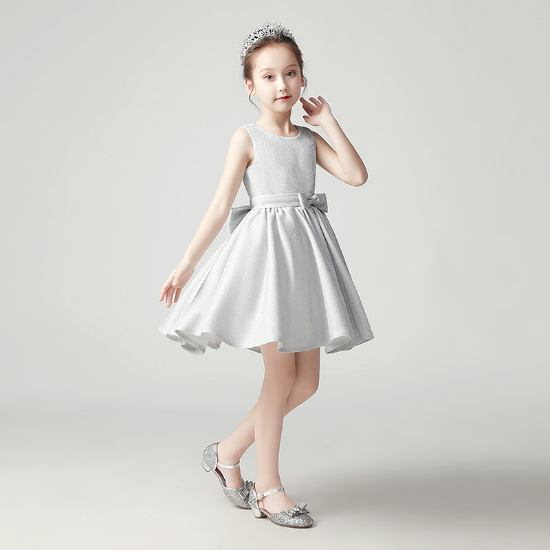 儿童伴娘婚纱短款公主裙洋气高端女童钢琴演奏主持人表演出晚礼服