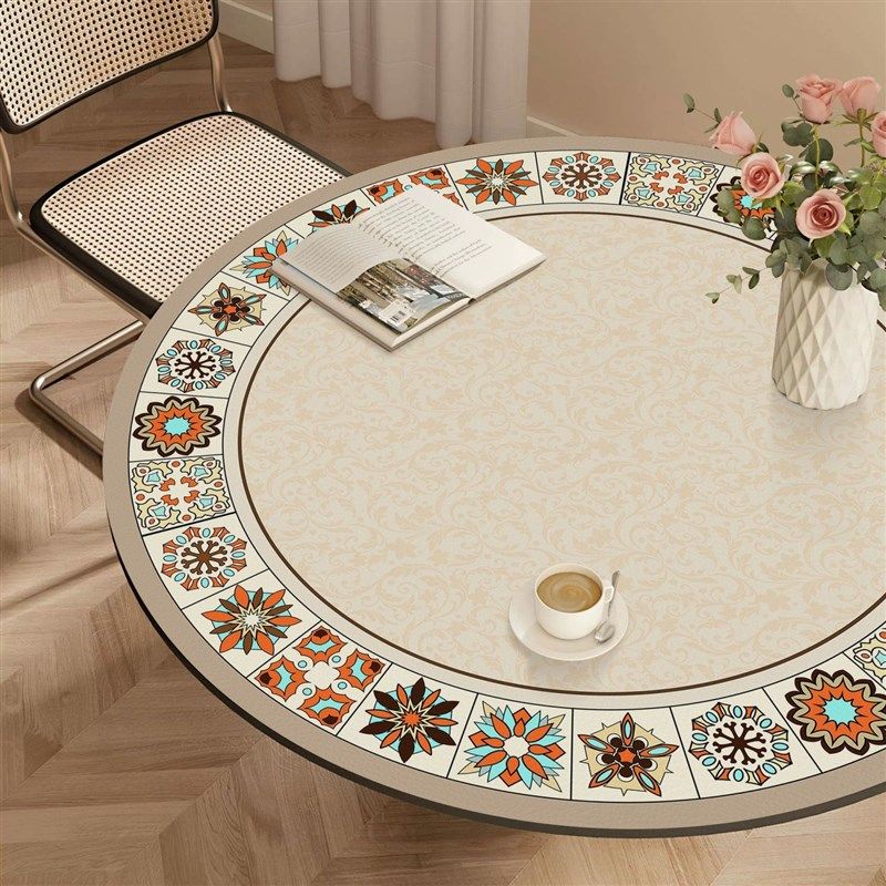 美式圆桌桌布防水防油免洗餐桌垫轻奢高级感圆形桌垫桌面保护垫子,居家布艺,桌布,淘宝优惠券,粉丝福利购,淘宝优惠卷