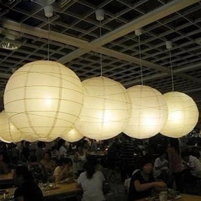 北欧卧室餐厅灯挂件侘寂风圆球形装饰吊灯罩落地灯吊灯罩纸灯笼灯
