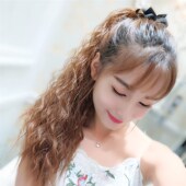 假发女长发马尾云朵烫大波浪网红高马尾卷发绑带式 玉米烫马尾辫子