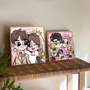 星蝶公主我要变成装饰画油画布打印头像卡通有框画像定制真人照片