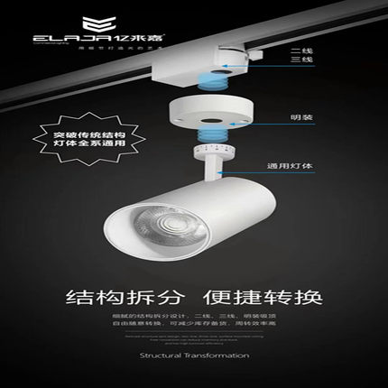 led星际轨道射灯商用服装店明装展厅直播背景墙家用聚光COB导轨灯