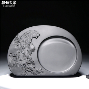 名师老坑砚台 福虎生威 高档文房砚台天然原石歙砚文房四宝端砚