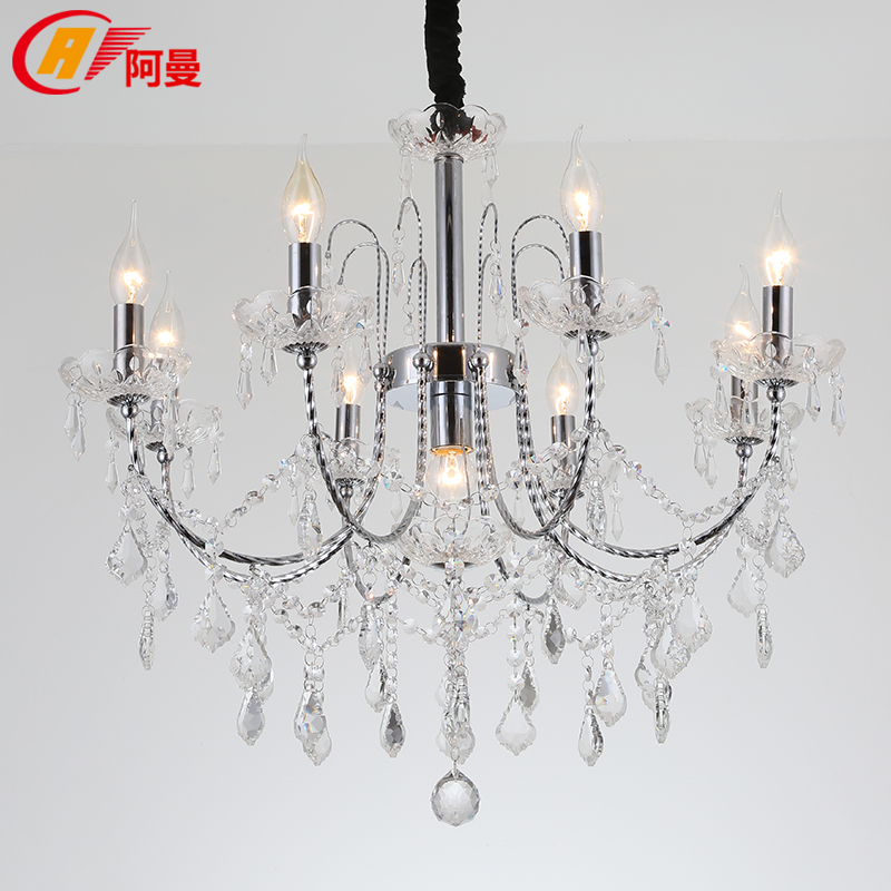 金色美式客厅吊灯餐厅铁艺水晶灯大气灯具网咖服装店装饰艺术灯饰