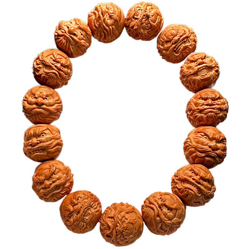 钟馗猴头手串男款盘玩手工雕刻核桃文玩大尺寸核雕橄榄核正圆光珠