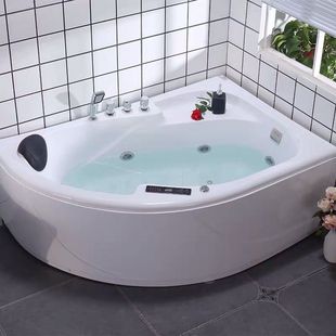 亚克力浴缸扇形独立式 家用成人恒温加热冲浪按摩池盆靠墙三角弧形