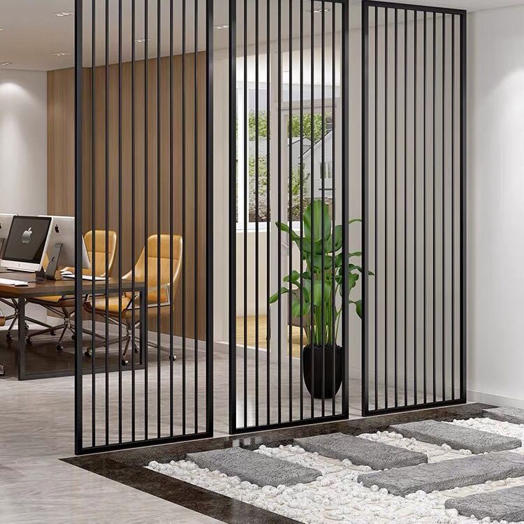 轻奢不锈钢屏风中式客厅