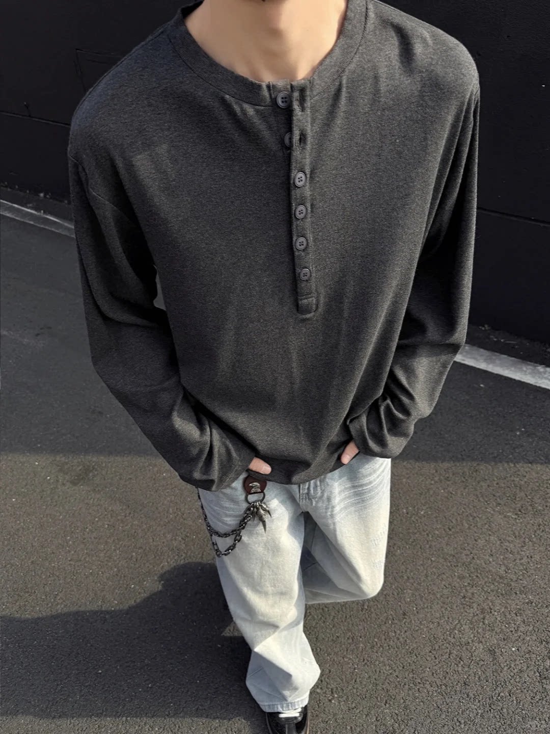 thumbnail for HENRY SLEEVE Henry Collar Long Sleeve Soft, comfortable and versatile Show your figure Multi-color available