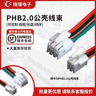 12P PHB端子线2.0mm间距 双排带扣电子线26awg单双头连接线2