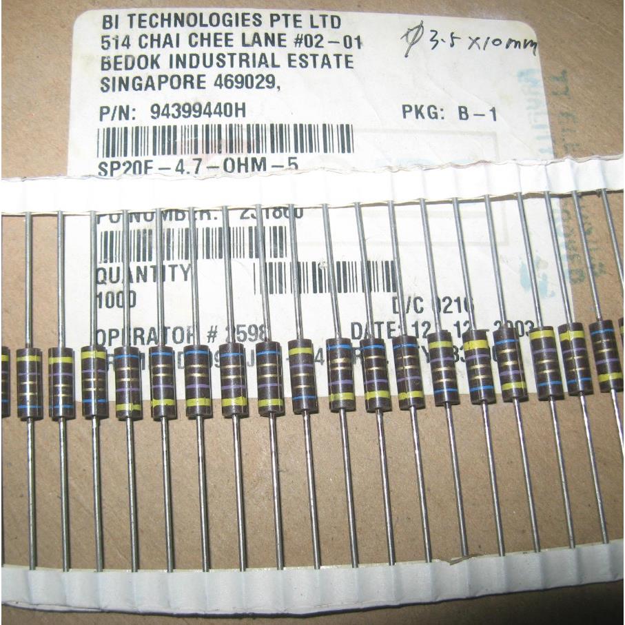 美国IRC 1W 4.7R 4R7 5%胶木壳线绕功率电阻 (SP20F相当0.5W体积)