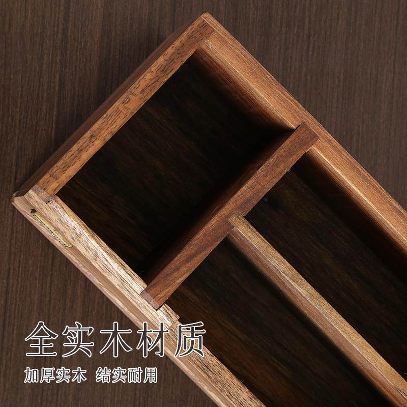 实木笔筒定制创意多功能胡桃木名片收纳盒带抽屉办公会议桌面摆件