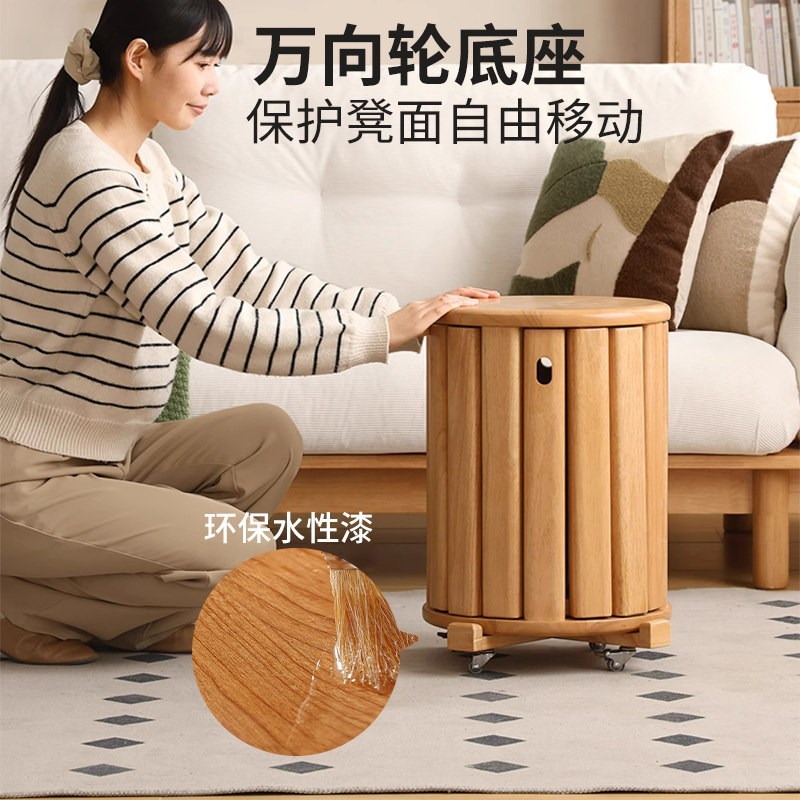 实木凳子可叠放家用四合一叠叠乐带滑轮收纳客人备用凳小户型餐凳