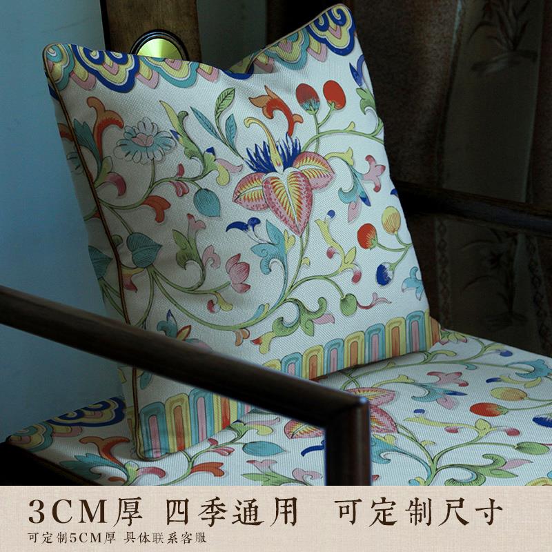 方凳坐垫换鞋凳座垫板凳钢琴凳防滑椅垫印花新中式加厚海绵垫定制图片