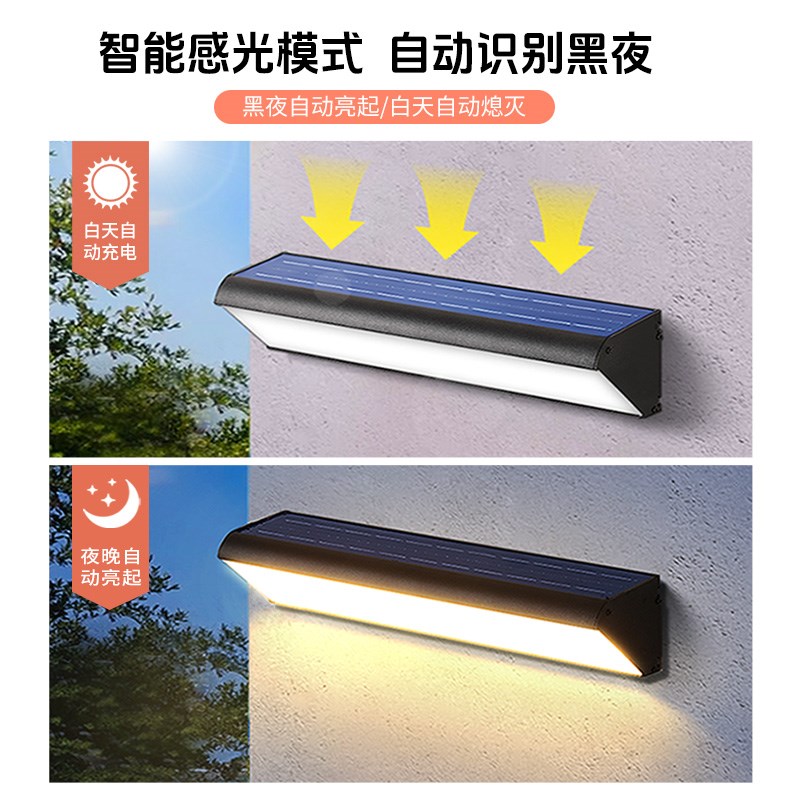 太阳能壁灯长条防水庭院灯过道客厅卧室门口灯室外阳台超亮墙壁灯