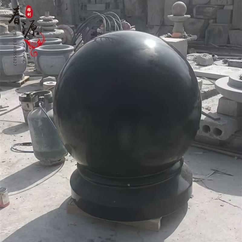 挡车石球圆球黑色大理石材路障石门柱公园广场石墩子拦路摆件定制