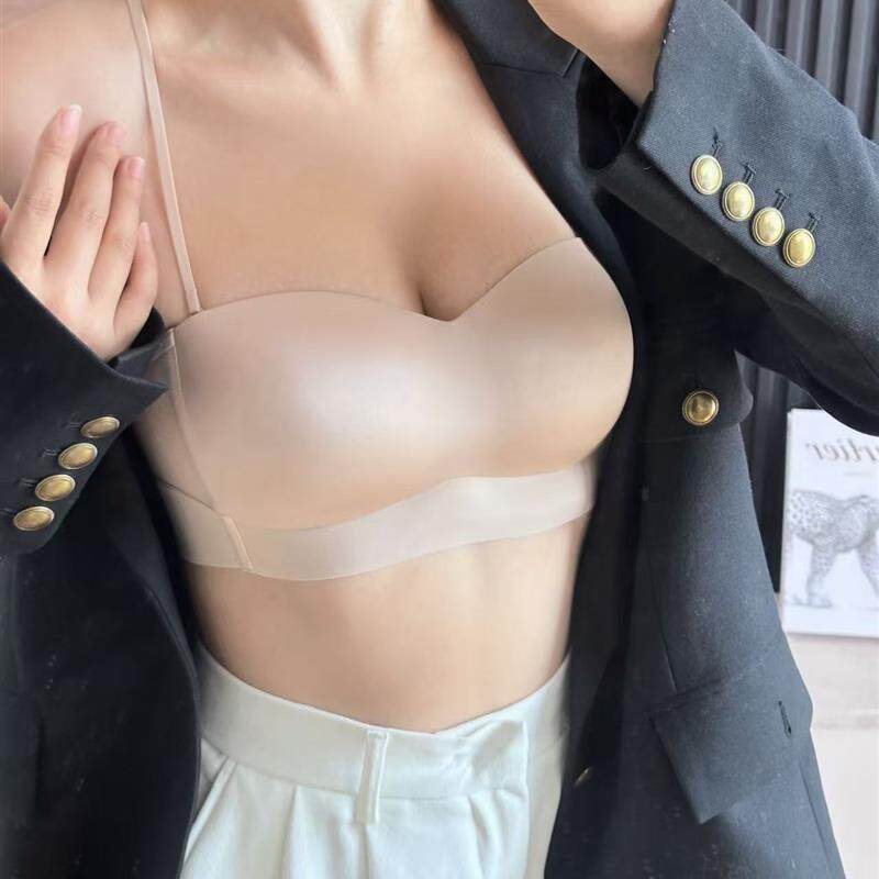 2026夏季白色内衣女隐形薄款大胸显小防滑无肩带抹胸式少女文胸罩