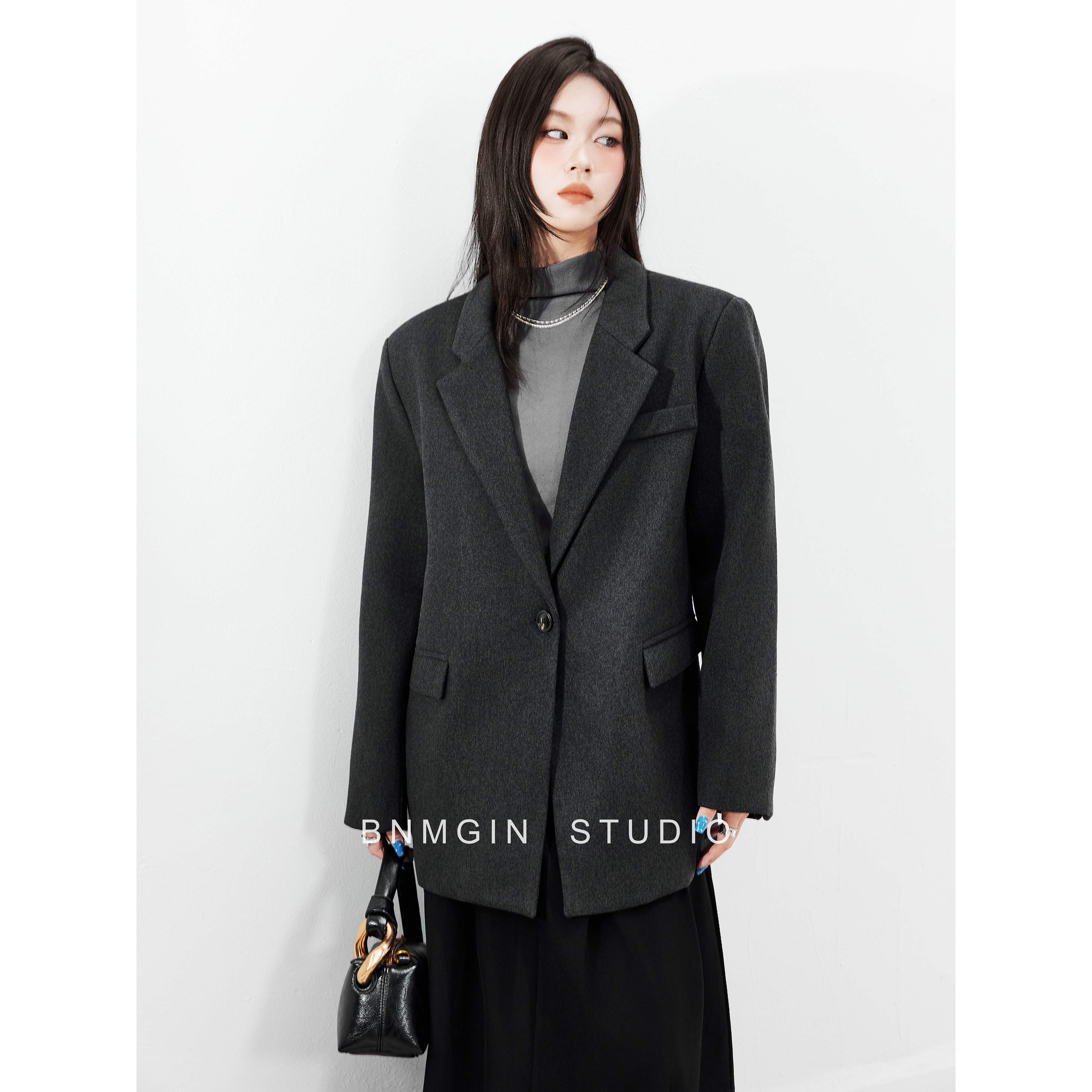 BNMGIN西装外套女气质高级感韩系轻熟复古休闲平驳领毛呢西服外套,女装/女士精品,西装,淘宝优惠券,粉丝福利购,淘宝优惠卷