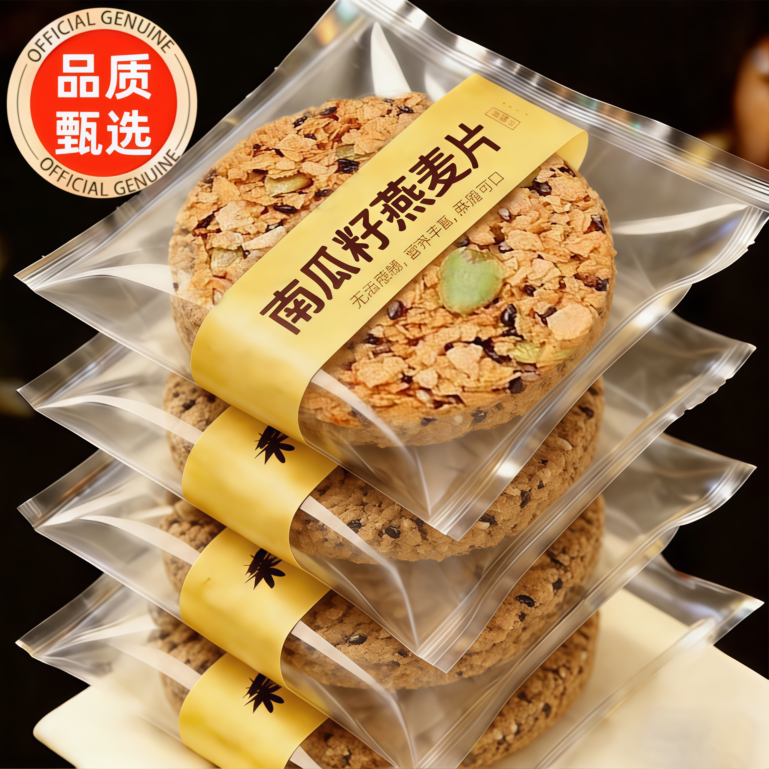 南瓜籽燕麦脆片谷物粗粮饱腹代餐南瓜子燕麦脆片无蔗糖高蛋白饼干