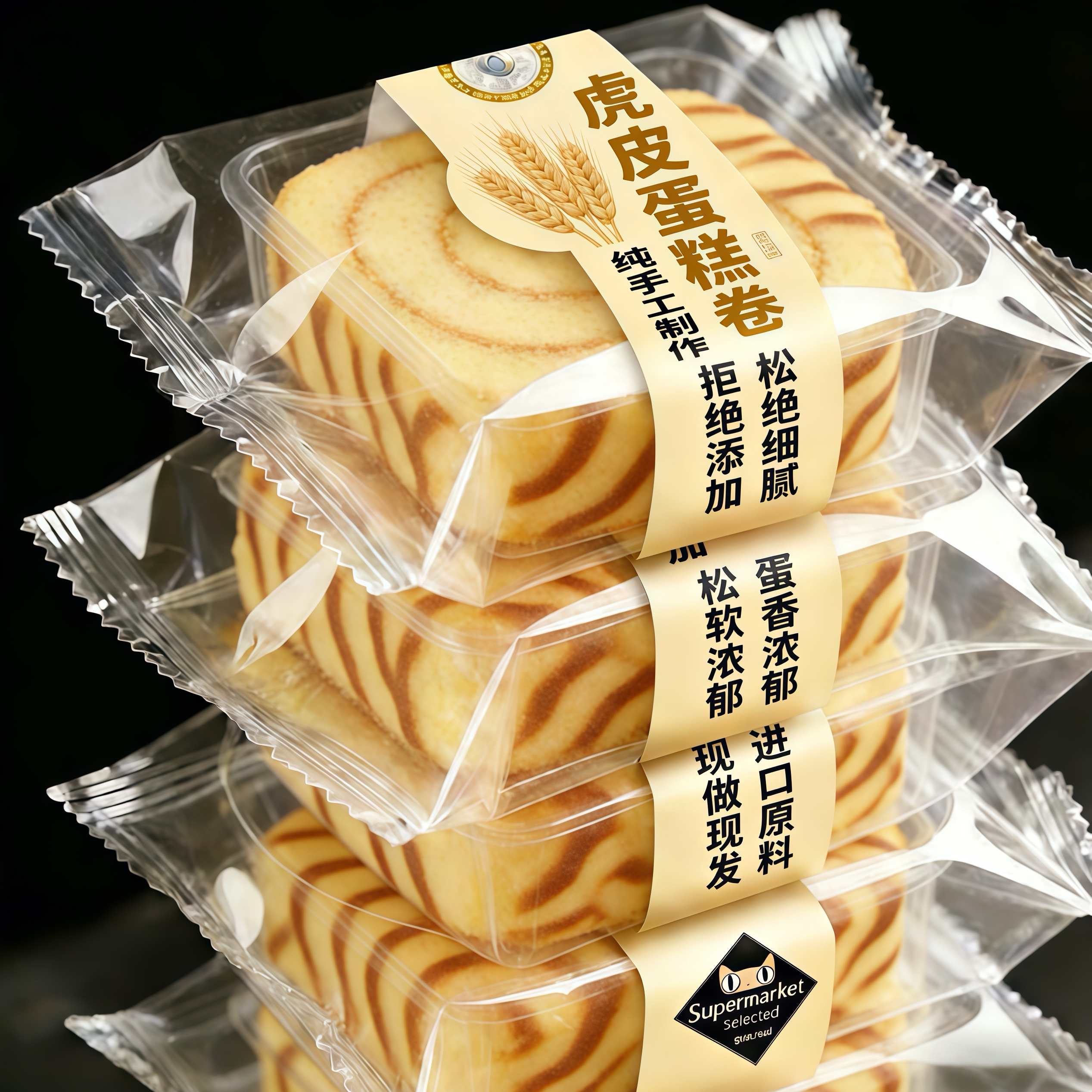 虎皮蛋糕卷牛乳虎皮卷瑞士卷夹心面包学生营养早餐整箱面包小零食