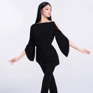 2026秋冬新款 成人拉丁舞服练习服露肩随形上衣束腰裙分体马蹄长裤