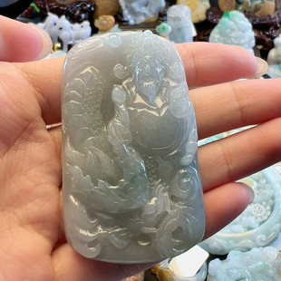 天然翡翠财神爷吊坠
