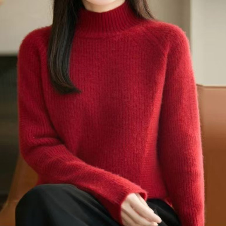 【新年红】秋冬新款法式高端极简风针织毛衣保暖软糯舒适百搭