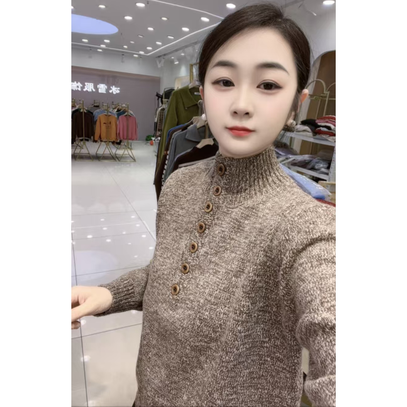 【花纱高货】2025秋冬新款保暖毛衣韩版百搭翻领上衣