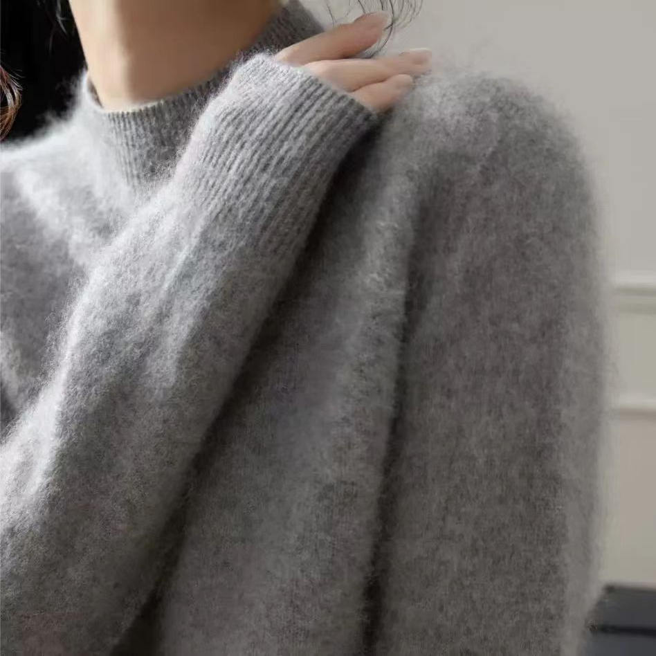 【一线成衣-灰】秋冬新款欧货时尚套头针织毛衣百搭简约气质