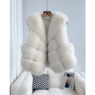 进口整皮狐狸毛皮草马甲女短款 背心B2356 2025秋冬新款