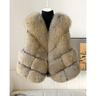 整皮狐狸毛背毛马甲短款女冬季新品大衣毛毛背心保暖B2091