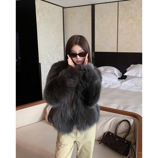 芒草花2025冬季新款狐狸毛皮草毛毛外套女年轻时尚款B1748