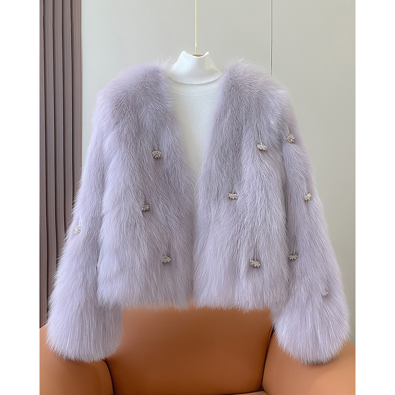 2025冬季新款狐狸毛皮草女外套短款毛毛大衣皮毛一体B2362