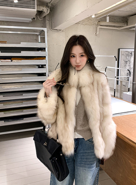 2025秋冬新款晕染狐狸毛皮草外套女时尚毛茸茸大衣年轻版B2403