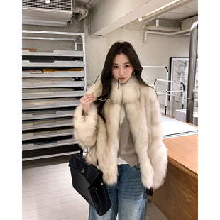 2025秋冬新款晕染狐狸毛皮草外套女时尚毛茸茸大衣年轻版B2403